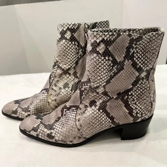 AERA Women’s Python Leather Boots 100% Vegan Mid Calf Italy block heel 11