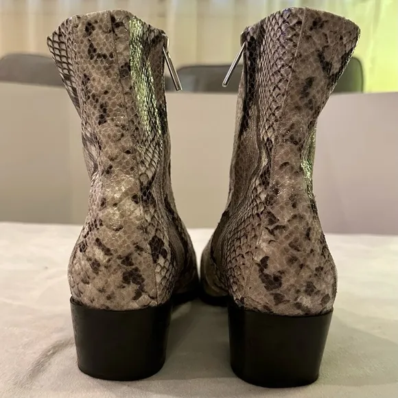 AERA Women’s Python Leather Boots 100% Vegan Mid Calf Italy block heel 11
