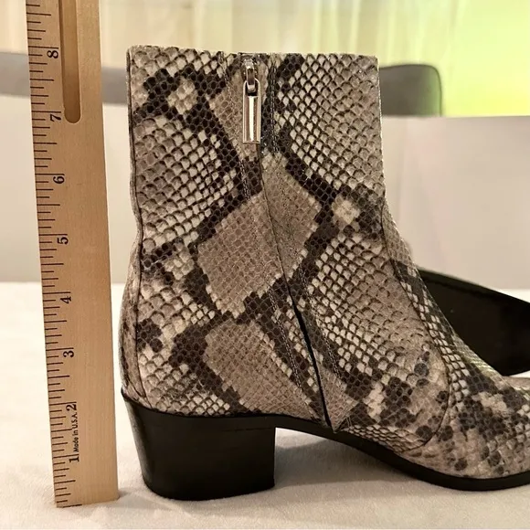 AERA Women’s Python Leather Boots 100% Vegan Mid Calf Italy block heel 11