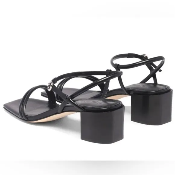 Aeyde Estelle Strappy Leather Block Heel Sandals – Size 6.5 – Black