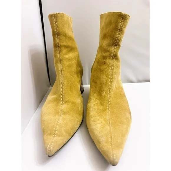 AGL Nora Block Heel Ankle Boot in Tan Suede