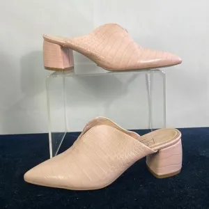 AGL Pink Crocodile Block Heel Mule Sandals