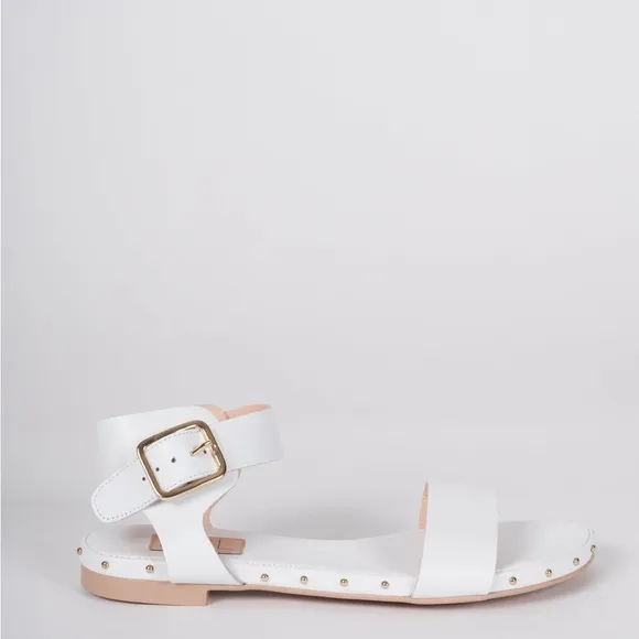 AGL SVEVA LEATHER SANDALS IN WHITE