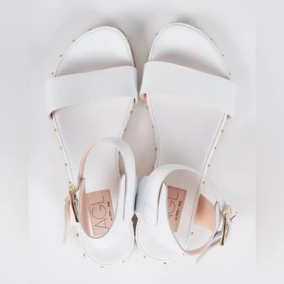 AGL SVEVA LEATHER SANDALS IN WHITE