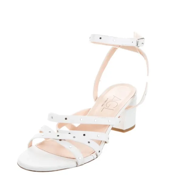 AGL WHITE SANDALS BLOCK HEEL STUDDED DETAILS SIZE 39