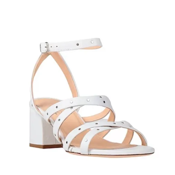 AGL WHITE SANDALS BLOCK HEEL STUDDED DETAILS SIZE 39