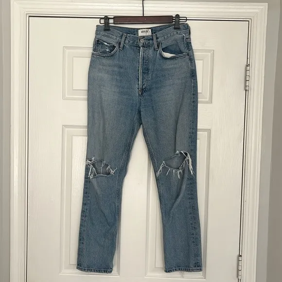 AGOLDE Riley High Rise Crop Pant - distressed