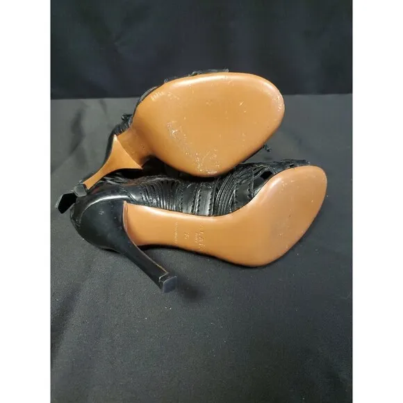 Alaia Paris Designer Laser Cut Stiletto Heel Black Sandals Bootie Sz 36/ US Sz 6