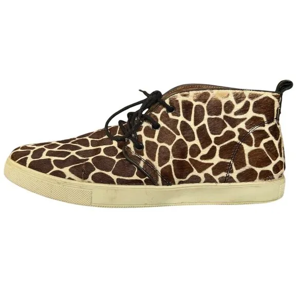 Aldo Designer Giraffe Print Calf Hair Lace Up Ankle Boot Shoes Men's Size 9.5