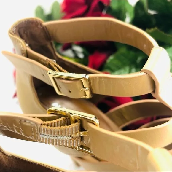 ALDO TAN STRAPPY STILETTO HIGH HEEL OPENED TOE SANDALS/BOOTIES/PUMPS