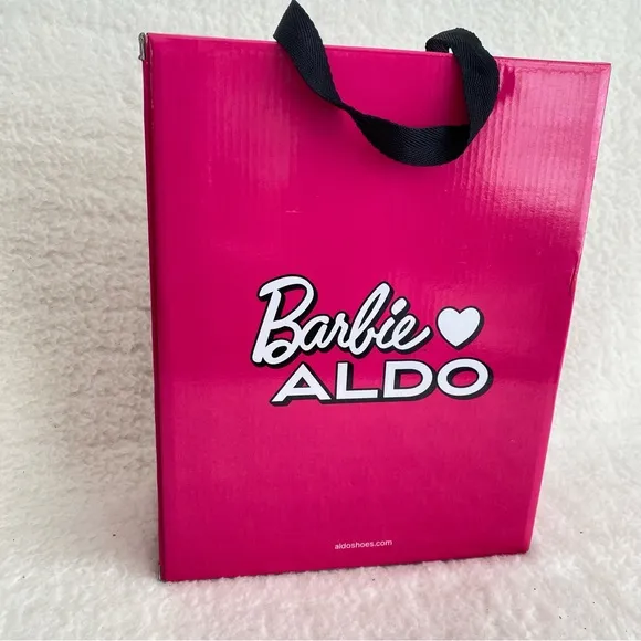 ALDO x Barbie Women's Barbiemule Strappy Kitten Heel Sandals, Silver, Womens 7.5