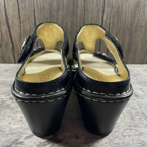 Alegria By PG Lite Lara Wedge Slides Sandals Women’s 41 Black Leather LAR-765X