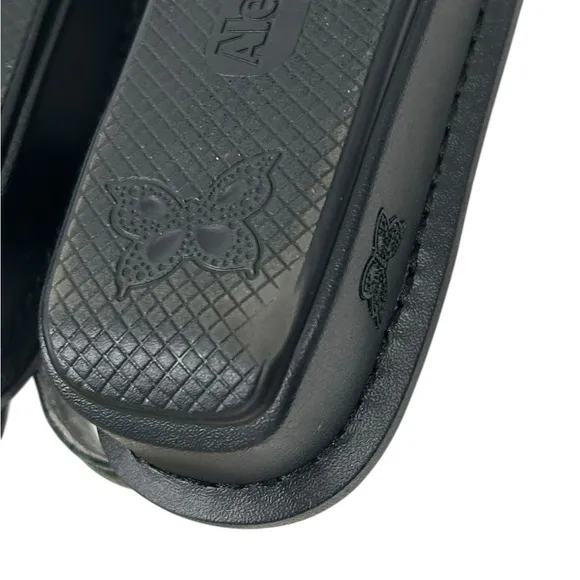 ALEGRIA Kendra Black Shimmer T-Strap KEN-765 Sandals Womens