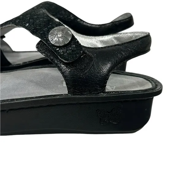 ALEGRIA Kendra Black Shimmer T-Strap KEN-765 Sandals Womens