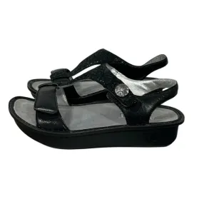 ALEGRIA Kendra Black Shimmer T-Strap KEN-765 Sandals Womens