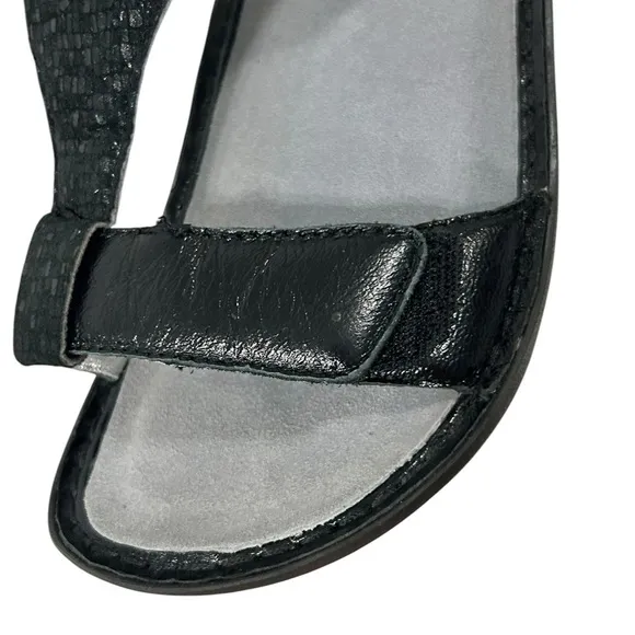ALEGRIA Kendra Black Shimmer T-Strap KEN-765 Sandals Womens