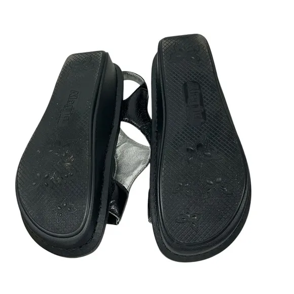 ALEGRIA Kendra Black Shimmer T-Strap KEN-765 Sandals Womens