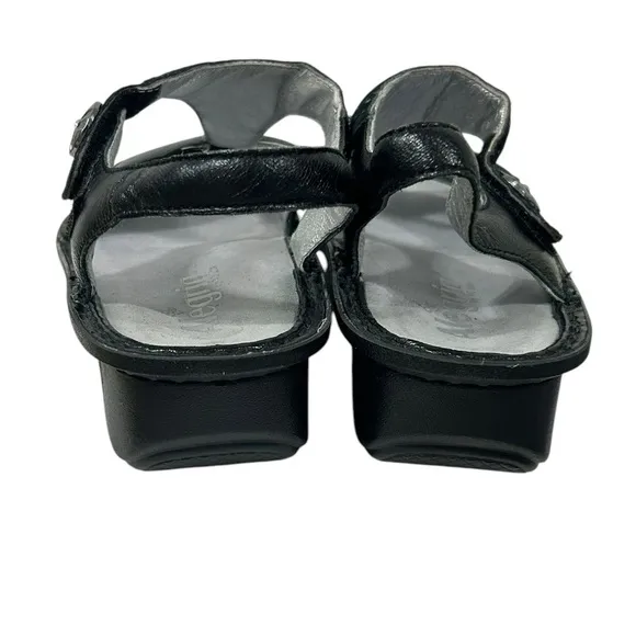 ALEGRIA Kendra Black Shimmer T-Strap KEN-765 Sandals Womens