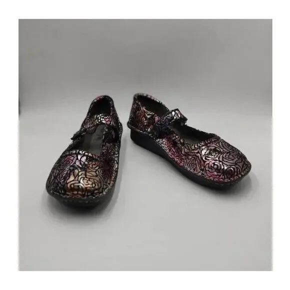 ALEGRIA Womens Belle Mary Janes Shoes Multicolor Leather Hook &amp; Loop Lined 11.5