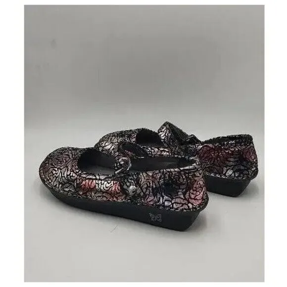 ALEGRIA Womens Belle Mary Janes Shoes Multicolor Leather Hook &amp; Loop Lined 11.5