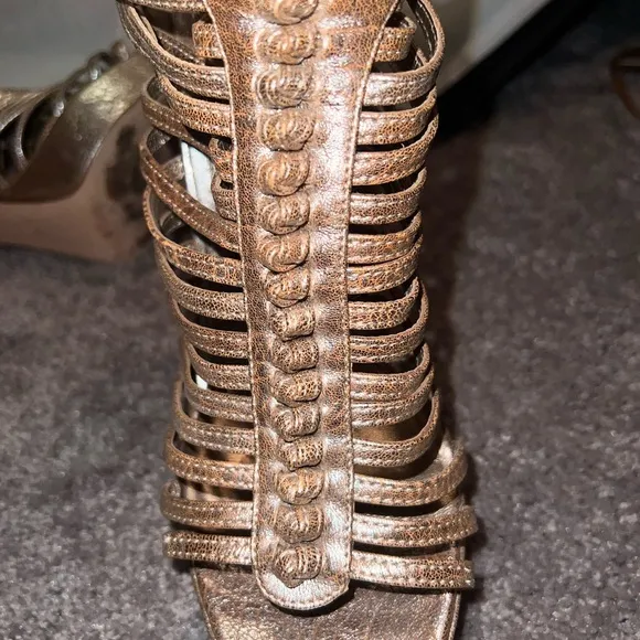 Alexander McQUEEN Bronze Strappy Heels size 10 Preloved