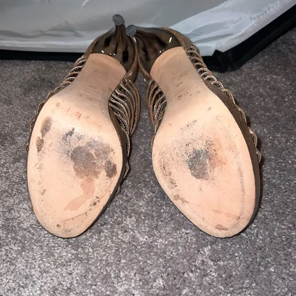 Alexander McQUEEN Bronze Strappy Heels size 10 Preloved