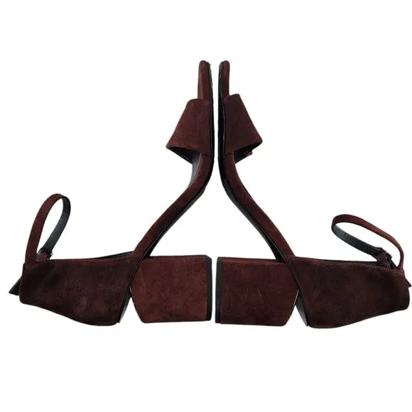 Alexander Wang Abby Sandals Size 39 9 Brown Suede Ankle Strap Cut Out Block Heel