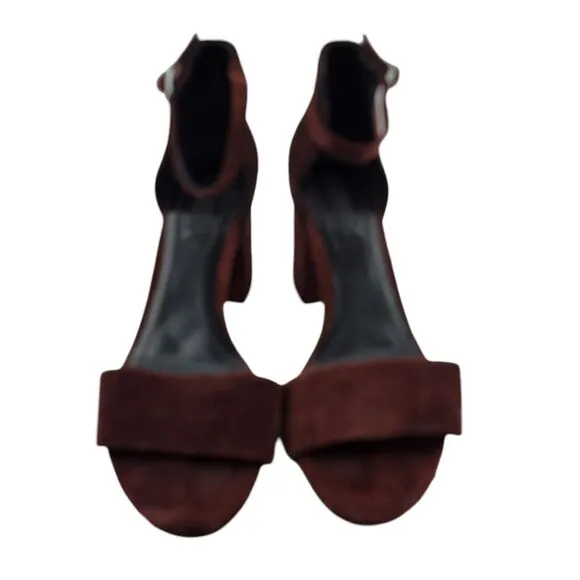 Alexander Wang Abby Sandals Size 39 9 Brown Suede Ankle Strap Cut Out Block Heel