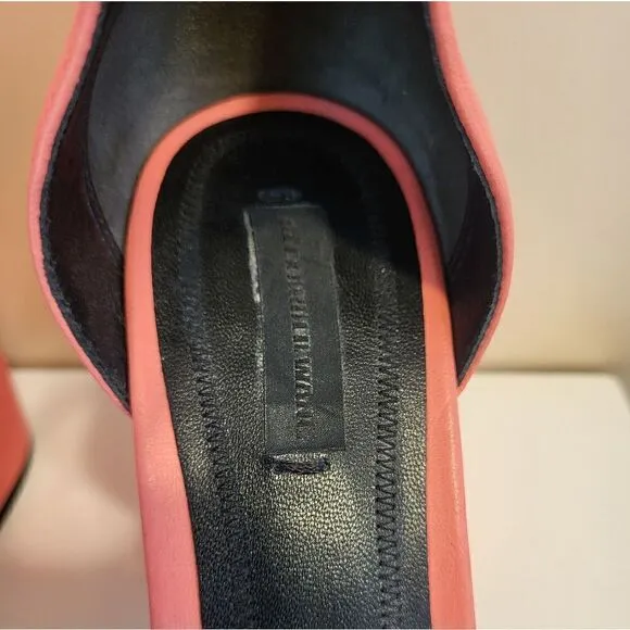 Alexander Wang &quot;Abby&quot; Flou Coral Leather Notch Cut Out Heel Sandals Sz 9/39 $675