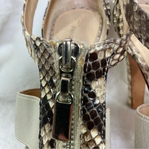 Alexandre Birman Python Snakeskin Platform Zip Heels Snake 7B Sexy Natural