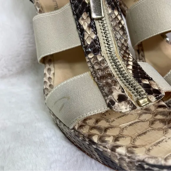 Alexandre Birman Python Snakeskin Platform Zip Heels Snake 7B Sexy Natural