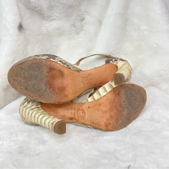Alexandre Birman Python Snakeskin Platform Zip Heels Snake 7B Sexy Natural