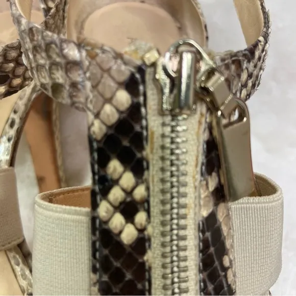 Alexandre Birman Python Snakeskin Platform Zip Heels Snake 7B Sexy Natural