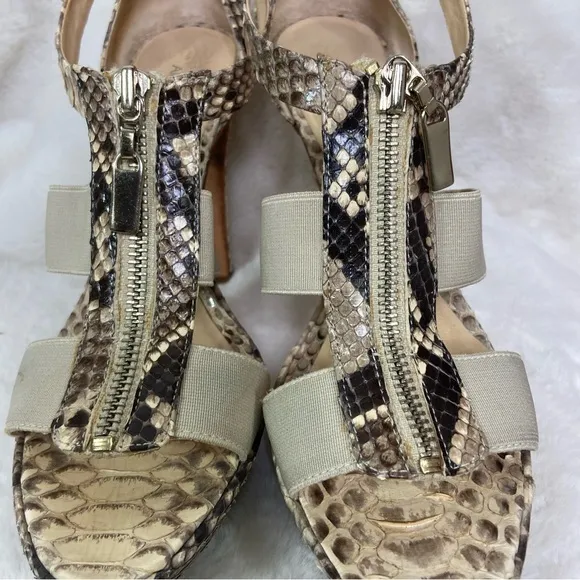 Alexandre Birman Python Snakeskin Platform Zip Heels Snake 7B Sexy Natural
