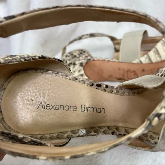 Alexandre Birman Python Snakeskin Platform Zip Heels Snake 7B Sexy Natural