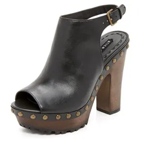 ALICE   OLIVIA 'Sharon' Leather Platform Clogs Size EU 36 (US 6)
