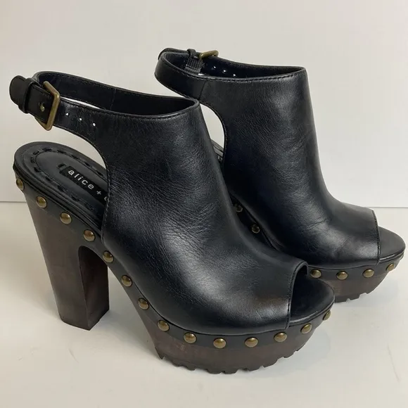 ALICE   OLIVIA 'Sharon' Leather Platform Clogs Size EU 36 (US 6)