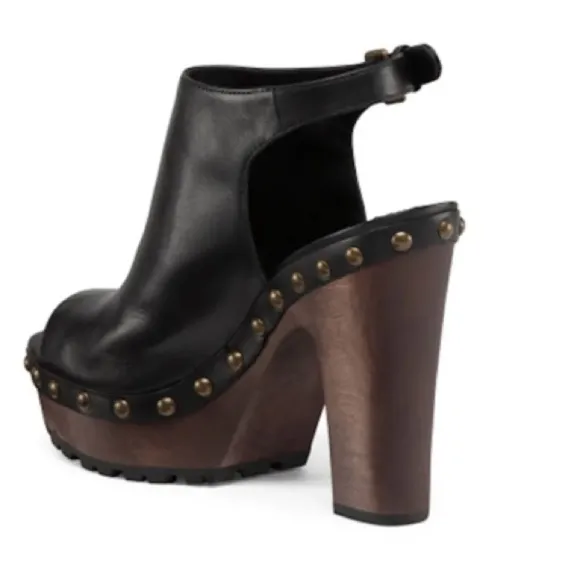 ALICE   OLIVIA 'Sharon' Leather Platform Clogs Size EU 36 (US 6)