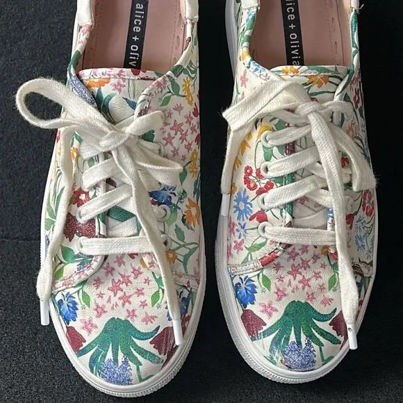ALICE   OLIVIA Pemton Floral Nappa Leather Platform Shoes 39.5 size 9