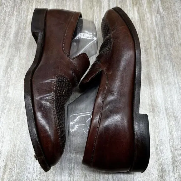 Allen Edmonds Brown Carlsbad Bluff Weave Penny Loafers Mens 11 D Dress‎ Shoes