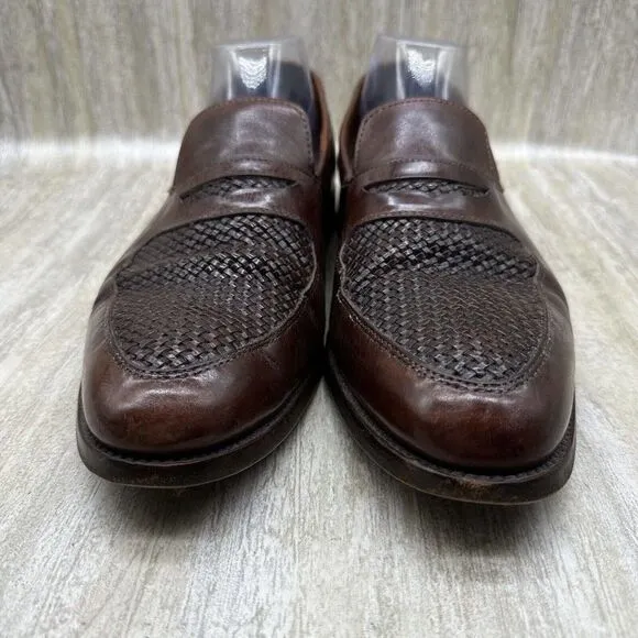 Allen Edmonds Brown Carlsbad Bluff Weave Penny Loafers Mens 11 D Dress‎ Shoes