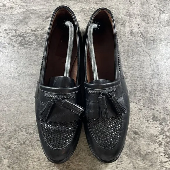 Allen Edmonds Cody Black Leather Braided Tassle Kiltie Shoes Loafers Size 12 C