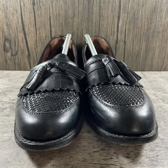 Allen Edmonds Cody Black Leather Braided Tassle Kiltie Shoes Loafers Size 12 C