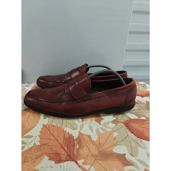 Allen Edmonds Georgetown Burgundy Calf Leather Apron Toe Penny Loafers Men's 13