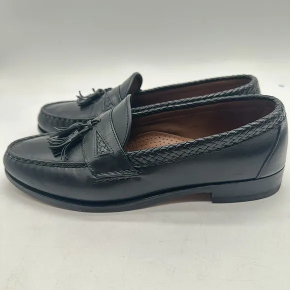 Allen Edmonds Maxfield Shoes Mens Size 10D Leather Tassel Moc Toe Loafers BLACK‎