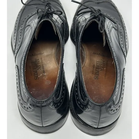 Allen Edmonds McAllister Wingtip Oxford Men's 10 D Black Leather Dress Shoes USA