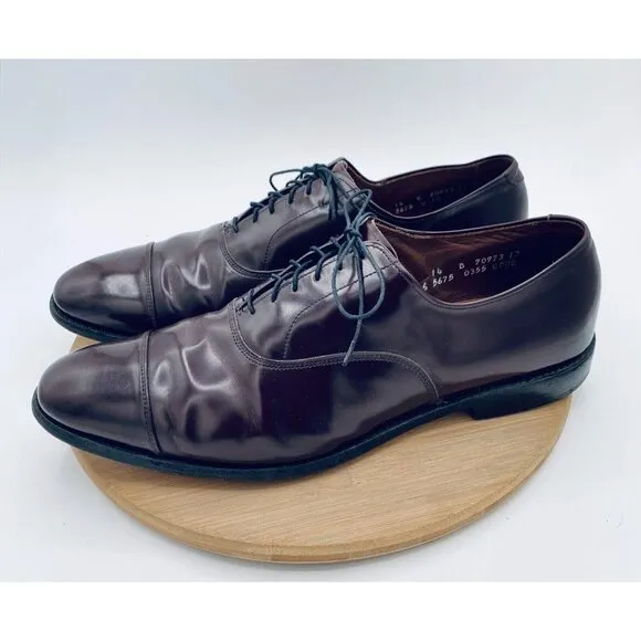 Allen Edmonds Park Avenue Shoes Mens 14 B Brown Leather Oxfords Cap