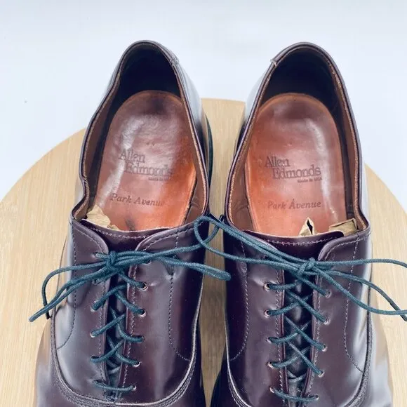 Allen Edmonds Park Avenue Shoes Mens 14 B Brown Leather Oxfords Cap