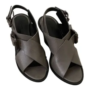 AllSaints | All Saints Elin Wedge Sandal Charcoal Leather Wedge Sandals | 38/7