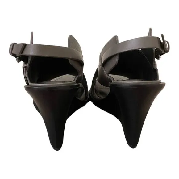 AllSaints | All Saints Elin Wedge Sandal Charcoal Leather Wedge Sandals | 38/7